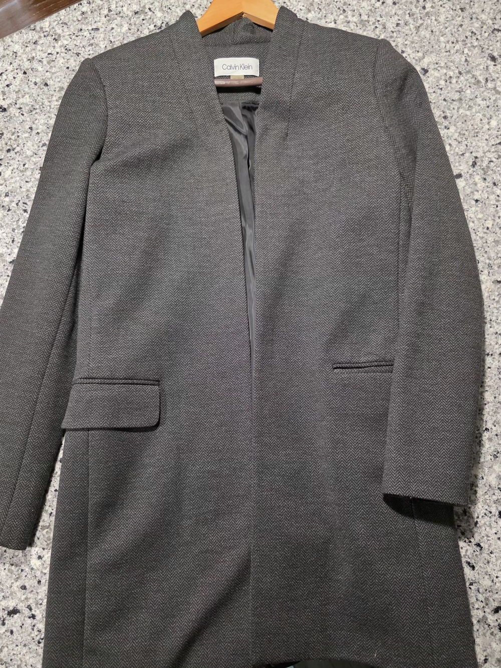Calvin Klein Women's Grey Tailored Long Coat